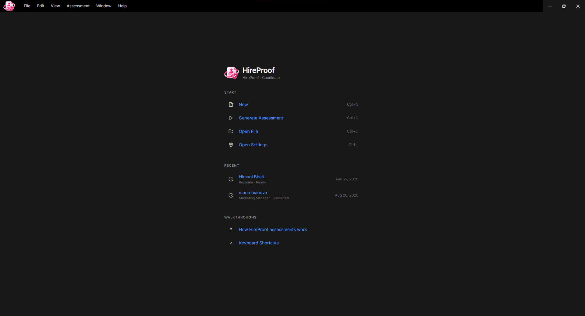 HireProof screen 1